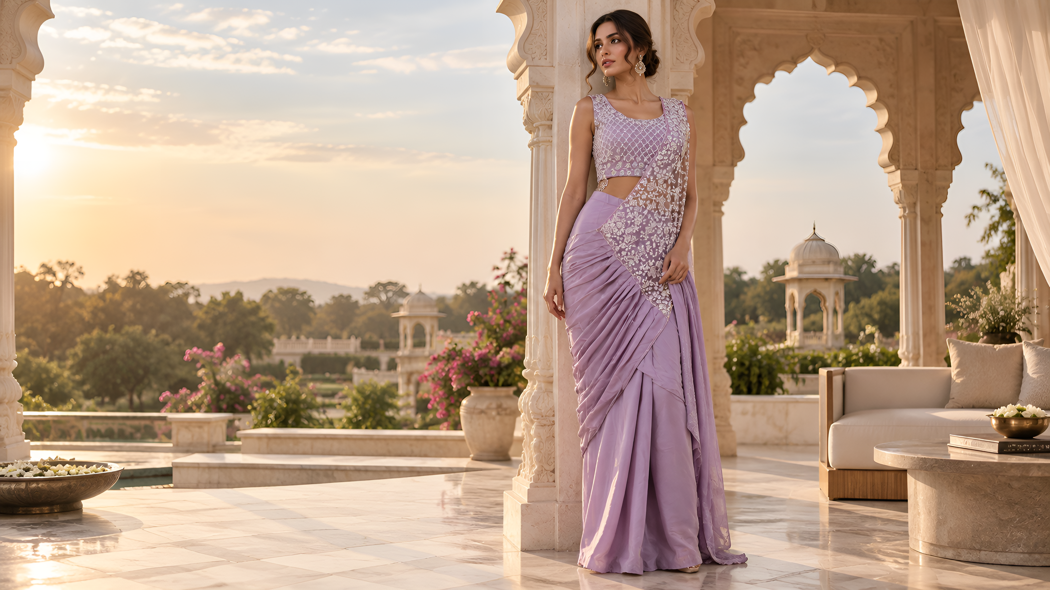 ARTISANAL LILAC PALACE SAREE — The Label 18